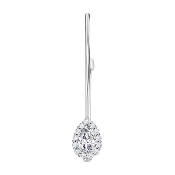 Jewelry - Diamond CZ Teardrop Brooch in 925 Sterling Silver 1.78" in Size